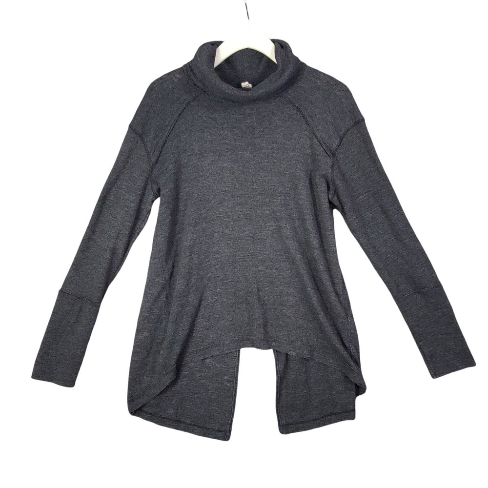 We The Free Womens Boho Gorpcore Gaze Cowl Neck Split Back Tunic L Gray Top